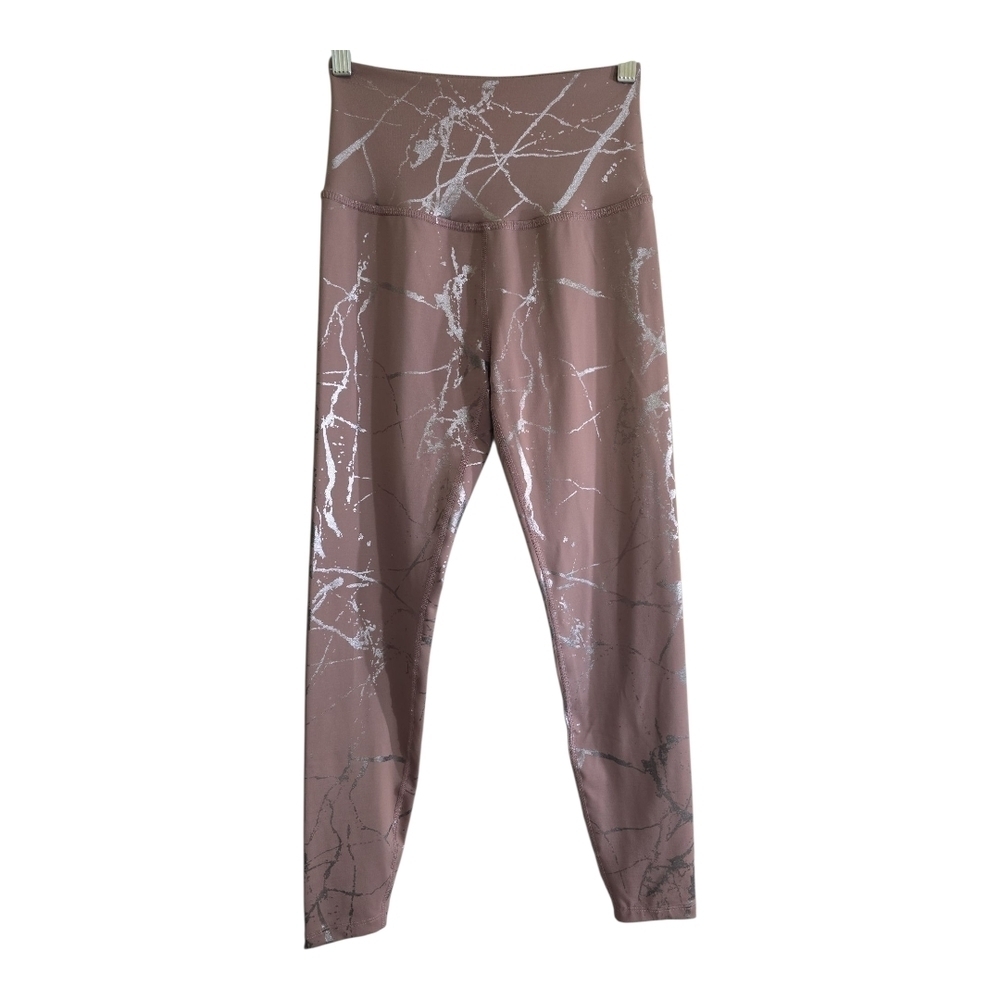 Beyond Yoga Lost Your Marbles 7/8  Leggings Dusty Mauve & Shiny Gunmetal Small